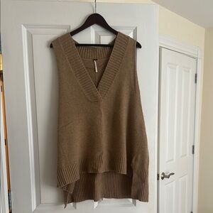 Free People Tan V-Neck Sweater